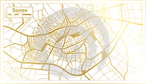 Serres Greece City Map in Retro Style in Golden Color. Outline Map photo