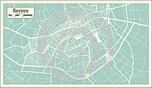 Serres Greece City Map in Retro Style. Outline Map photo