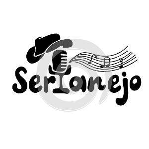 Sertanejo text with cowboy hat and microphone photo