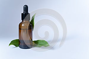 Serum Cosmetic Bottle With Peptides And Retinol with plant
