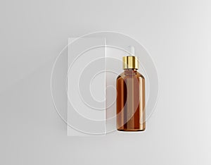 Serum Dropper Bottle Mockup Flat Lay Top View - 3D Illustration