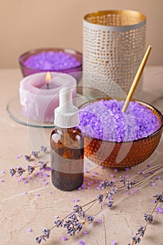 Serum for face and hair care with lavender extract