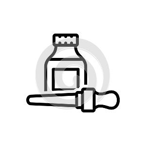 Black line icon for Serum, cosmeticoil and liquid