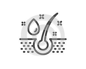 Serum oil drop line icon. Hair care sign.