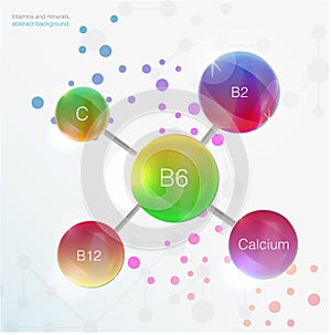 Serum and Vitamin Blue Background Concept Skin Care Cosmetic. calcium, b1, b2, b6, b12, A, C, D,