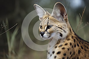 Serval, also known as Tierboskat or Leptailurus serval, is a wild cat that exists in Africa photo