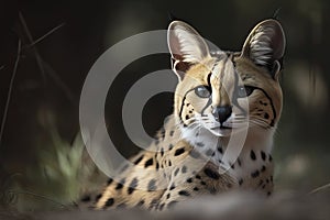 Serval, also known as Tierboskat or Leptailurus serval, is a wild cat that exists in Africa photo