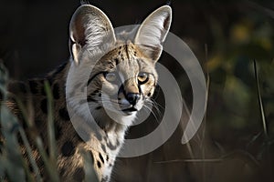 Serval, also known as Tierboskat or Leptailurus serval, is a wild cat that exists in Africa photo