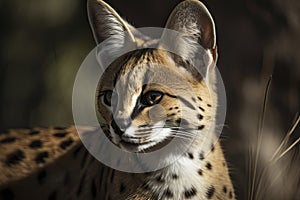 Serval, also known as Tierboskat or Leptailurus serval, is a wild cat that exists in Africa photo