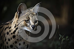 Serval, also known as Tierboskat or Leptailurus serval, is a wild cat that exists in Africa photo