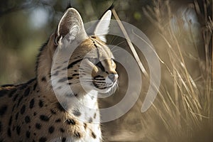 Serval, also known as Tierboskat or Leptailurus serval, is a wild cat that exists in Africa photo