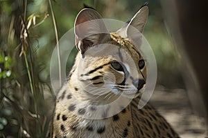 Serval, also known as Tierboskat or Leptailurus serval, is a wild cat that exists in Africa photo