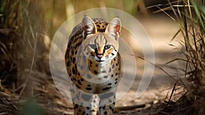 A serval cat on the prowl created with Generative AI