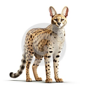 Serval isolated on white created with Generative AI