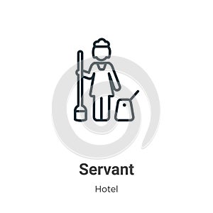 Servant outline vector icon. Thin line black servant icon, flat vector simple element illustration from editable hotel concept