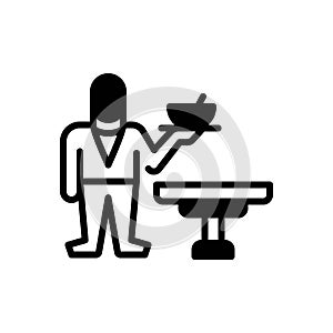 Black solid icon for Serve, waiter and staff