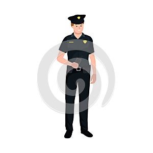 Serve and protect. Police man, officer male, vector illustration
