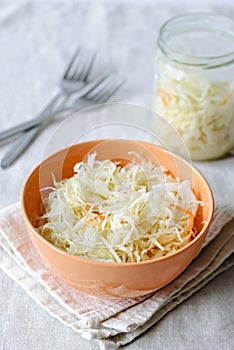 Served bowl of fermented vegetables