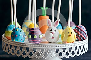 Served cake pops with Easter decoration