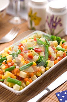 Served chopped vegetables mixture