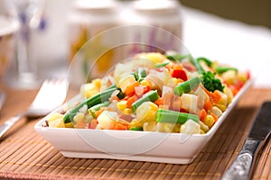 Served chopped vegetables mixture