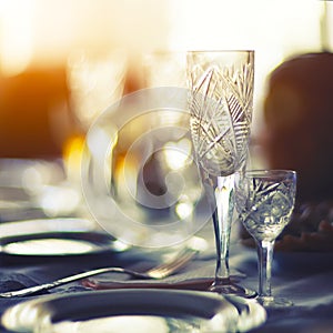 Served dinner table in a restaurant