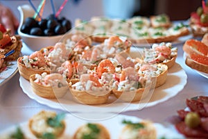 Served food in the restaurant party celebration