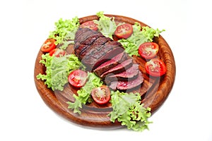 Served roast beef meat steak