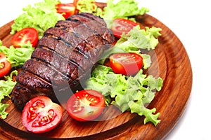 Served roasted beef meat steak