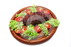 Served roasted beef meat steak