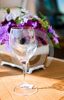 Served table with bouquet