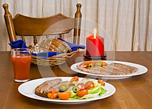 Served table with candle