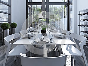 Served table on contemporary dining