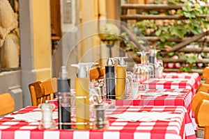 A served table in street cafe
