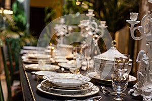 Served table on the summer terrace restaurant in Italy