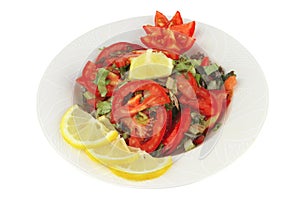 Served vegetable tomato salad