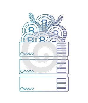 Server with bitcoin commerce technology icon