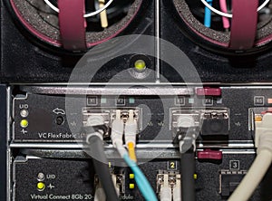 Server Blade with optical fiber and LAN connection