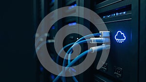 Server Cables Connected To Cloud Storage