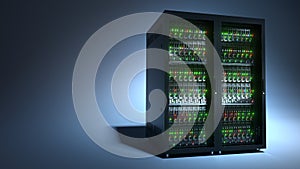 Server. Cloud computing data storage 3d rendering