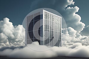 Server on cloud, concept of cloud computing and server technology abstract background. AI generated.