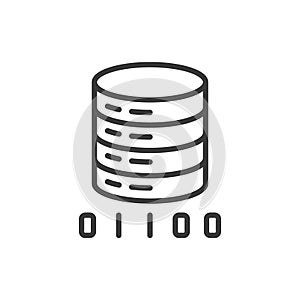 Server coding, icon in line design. Server, coding, programming, backend, development, database, data on white