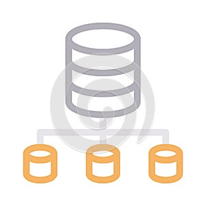 Server connection thin color line vector icon