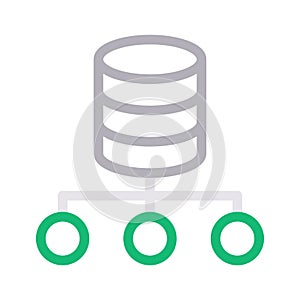 Server connection thin color line vector icon