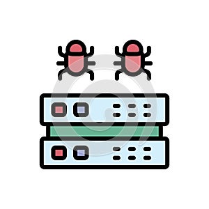 Server cyber attack icon. Simple color with outline vector elements of hacks icons for ui and ux, website or mobile application