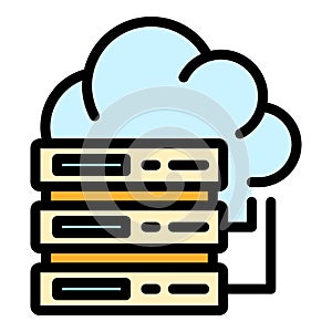 Server data cloud icon color outline vector