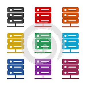 Server data cloud icon isolated on white background, color set