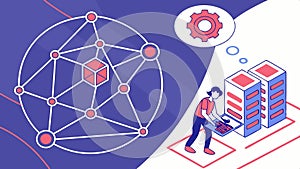 Server data connection, technology and network concept vector design Generative AI