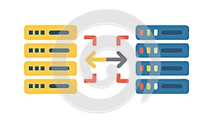 Server Data Flow: Network Information Management, vector design Generative AI