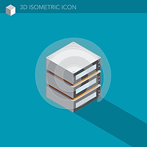 Server data online 3D isometric web icon